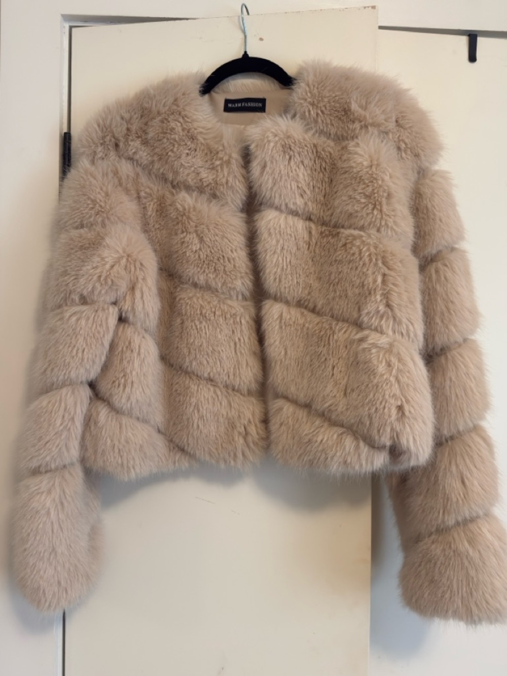 Women's Beige Faux Fur Jacket